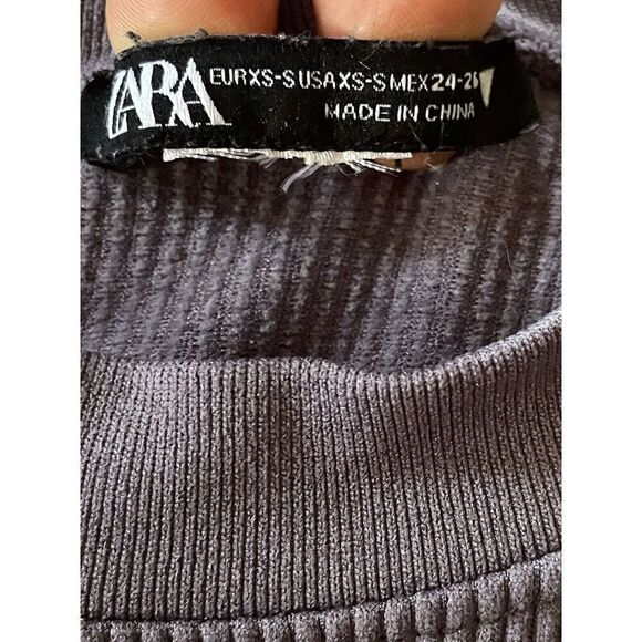 Zara Cropped Ribbed Tee For Girls Size XS - Picture 2 of 5